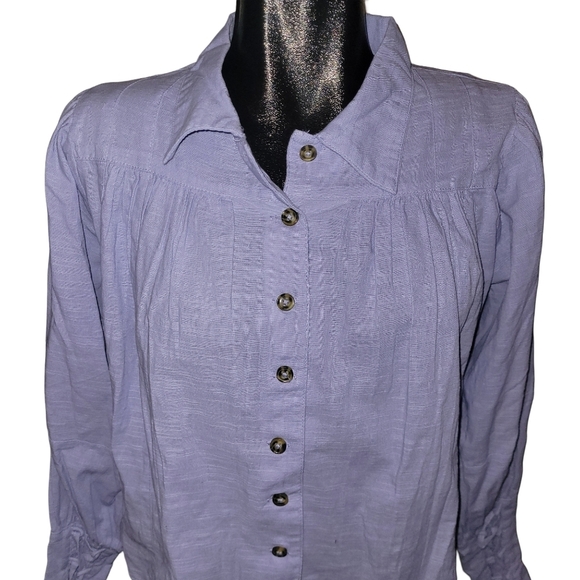Free People Periwinkle Kiss Kiss Blouse with Lace-up Cuffs XS - Picture 3 of 9